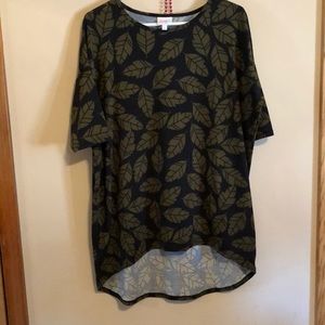 LulaRoe Irma black and green leaves